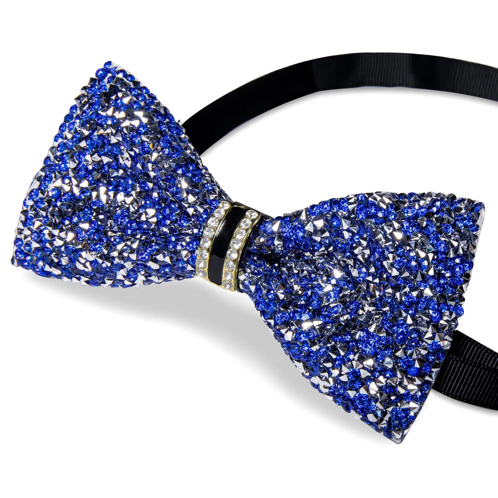 DiBanGu Imitation Crystal Bowtie Gorgeous Plastic Blue Silver Diamond Men's Pre-Bow Tie