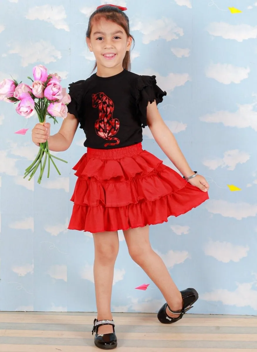 Li'l Panther Girls Top And Skirt Set