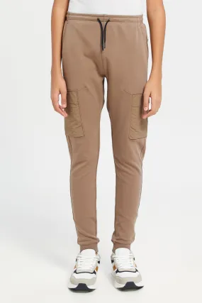 Senior Boys Brown Cargo Active Pants